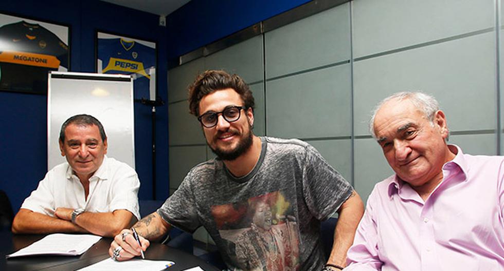 Daniel Osvaldo recibió la bienvenida de sus compañeros. (Foto: Facebook/Boca Juniors)