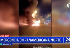 San Martín de Porres: pasajeros se salvan de morir tras incendiarse bus en la Panamericana Norte | VIDEOS