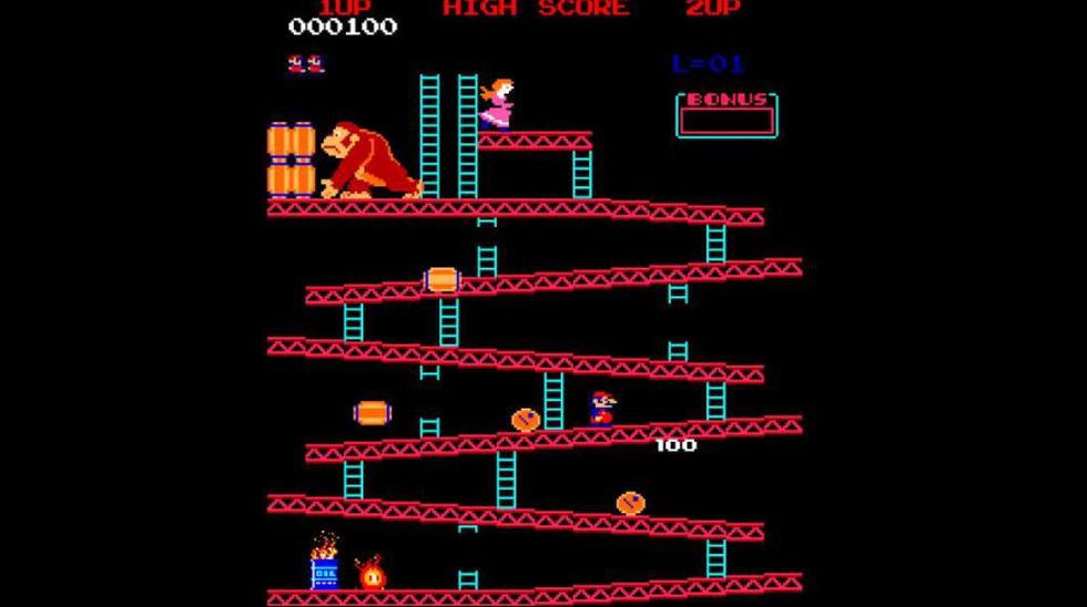 &quot;Donkey Kong&quot; (1981) juego de arcadia de Nintendo donde Mario aparece por primera vez. M&aacute;s tarde este personaje se convertir&iacute;a en Super Mario Bros. (Foto: captura de pantalla)