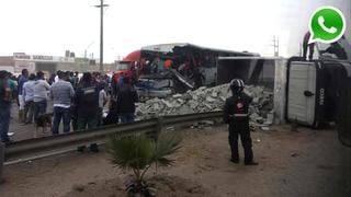 Panamerica Sur: fuerte congestión por choque de bus y camión