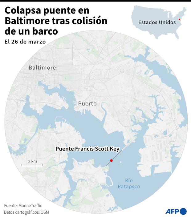 Colapso de puente en Baltimore. (AFP).