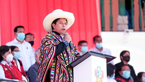 El presidente Pedro Castillo presenta el balance de sus primeros 100 días de Gobierno, ayer, en Ayacucho. (Foto: Presidencia).