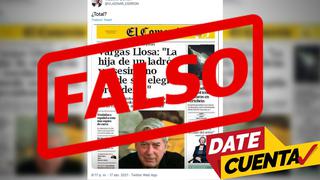 #DateCuenta: secretario general de Perú Libre publica falsa portada de El Comercio sobre declaraciones de Mario Vargas Llosa