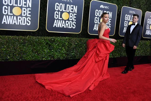 Globos de oro 2020: Scarlett Johansson en su paso por la alfombra roja. Foto: AFP.