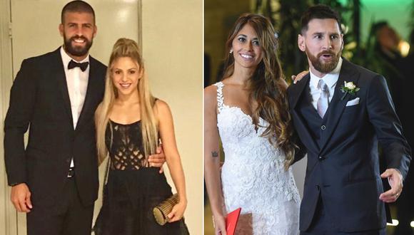Shakira asistió junto a su pareja, el futbolista Gerard Piqué, a la boda de Lionel Messi y Antonela Roccuzzo. (Fotos: Twitter/ Agencias)