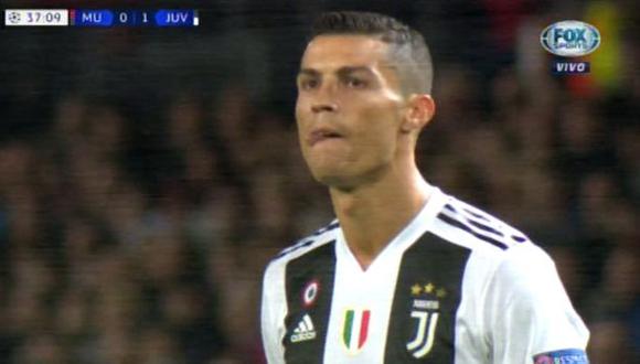Juventus vs. Manchester United: Cristiano Ronaldo asustó con este tiro libre. (Foto: captura)