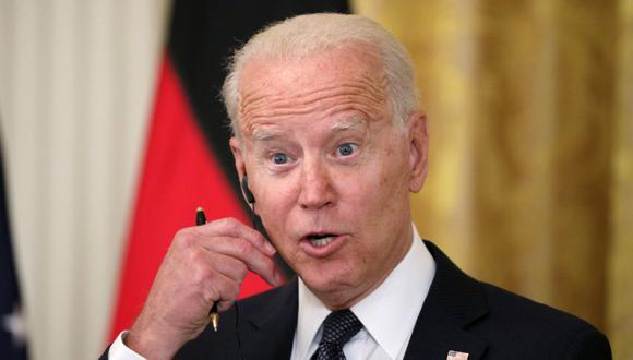 El presidente de Estados Unidos, Joe Biden, habla en una conferencia de prensa conjunta con la canciller alemana, Angela Merkel, en el East Room de la Casa Blanca en Washington, Estados Unidos. (Foto: REUTERS / Tom Brenner).