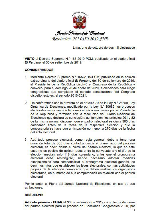 Resolución del JNE.