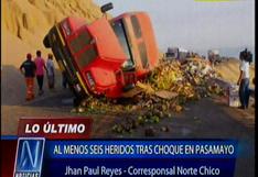 Huaral: Choque entre un camión y un bus en Pasamayo dejó 6 heridos