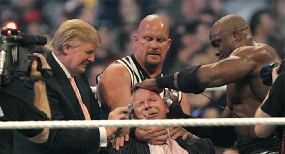 Donald Trump, presidente electo de Estados Unidos, tuvo un papel protagónico en Wrestlemania 23, donde le ganó la \"Batalla de los Multimillonarios\" a Vince McMahon. (Foto: WWE)