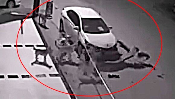 Esta cámara de seguridad captó el preciso momento en el que unos perros intentaron 'robarse' un auto que estaba estacionado en el lugar.