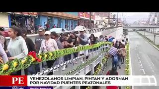 Venezolanos limpian y decoran por navidad puente Grau 