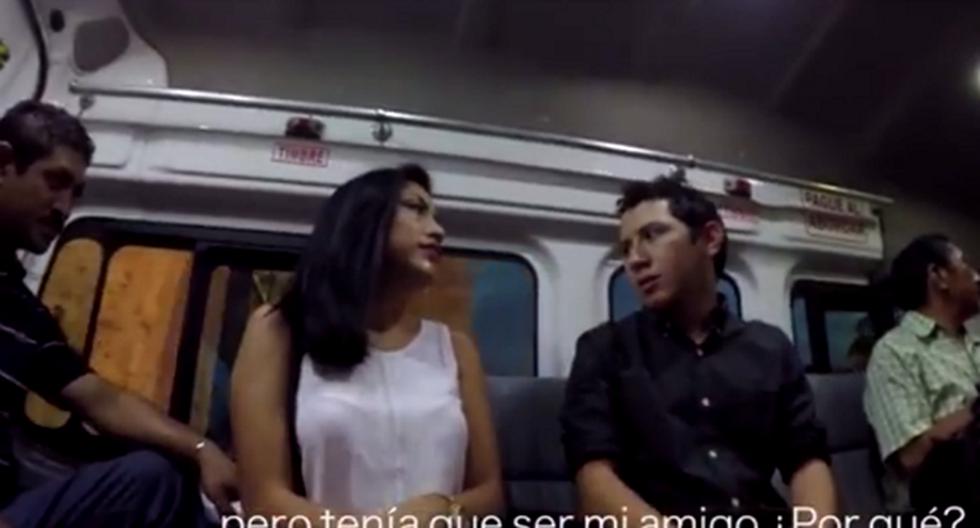 Video se hizo viral al mostrar a una pareja que viaja en bus y de pronto la joven le confiesa a su novio que le ha sido infiel con su mejor amigo. (Foto: YouTube)