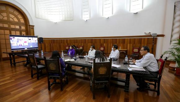 El mandatario Martín Vizcarra sostuvo una reunión con los alcaldes mediante videoconferencia. (Foto: Presidencia Perú)