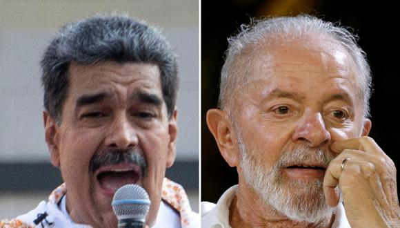 El mandatario venezolano, Nicolás Maduro; y el presidente de Brasil, Lula da Silva. (Fotos de Ronald PEÑA / Ludovic MARIN / AFP)