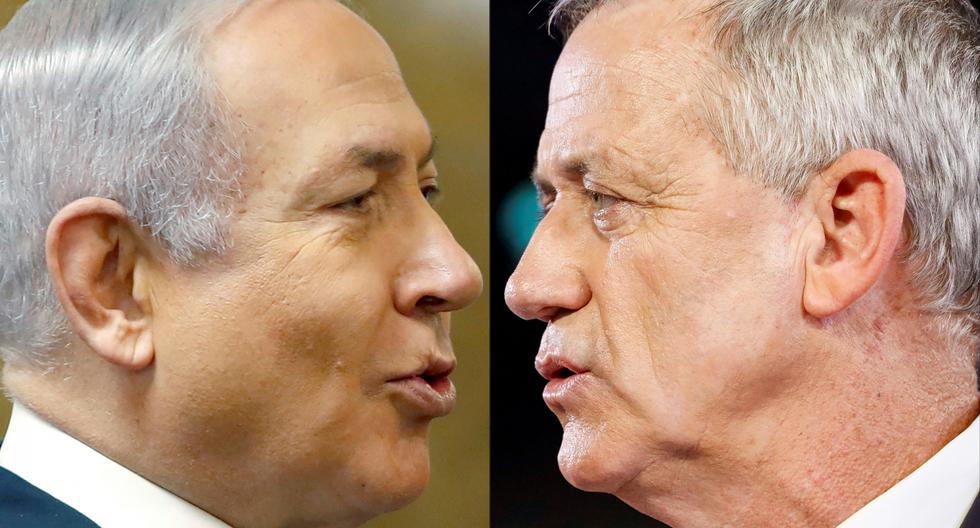 Benjamin Netanyahu y&nbsp;Beny Gantz aparecen en un empate técnico al finalizar las elecciones en Israel. (Fotos: AFP)
