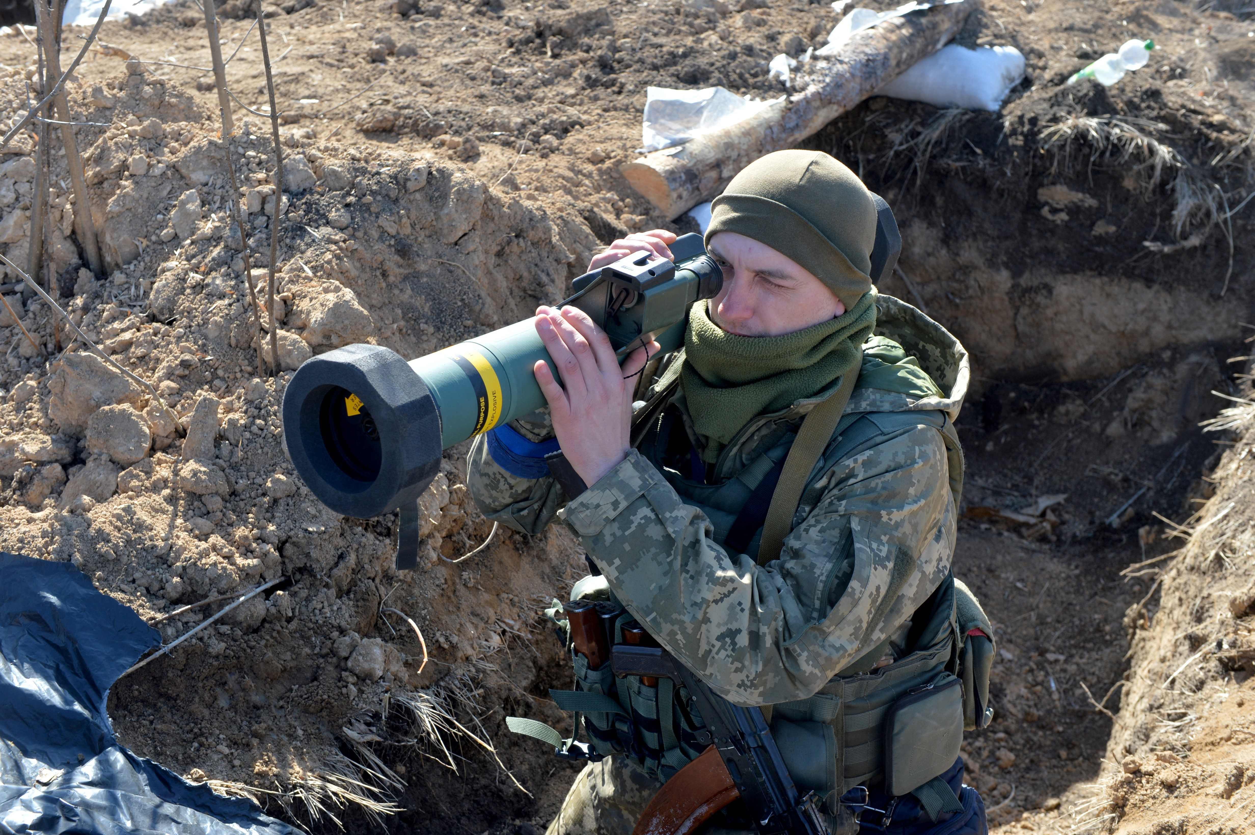 American-made Javelin missiles have become a symbol of the Ukrainian resistance.  (Photo by Sergey BOBOK / AFP)