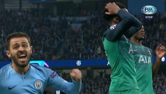 Manchester City vs. Tottenham: Bernardo Silva puso el 2-2 con este remate de zurda en la Champions League. (Foto: captura)
