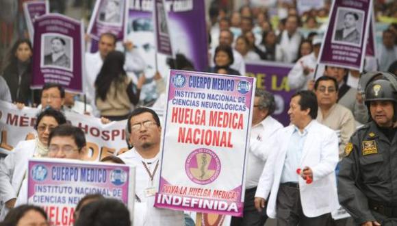 Huelga médica: Gremios anuncian marcha hoy al Congreso