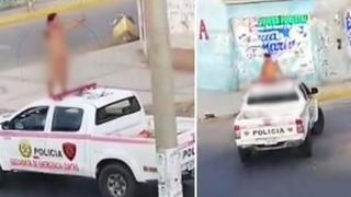 Chimbote: Mujer desnuda se trepa a techo de patrullero y dice que está infectada con COVID-19 | VIDEO 