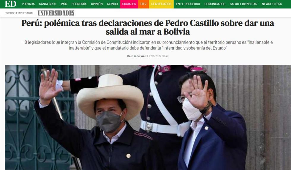 El presidente de Perú, Pedro Castillo, declaró a CNN en Español estar a favor de que Bolivia tenga una salida al mar. (Foto: captura El Deber)