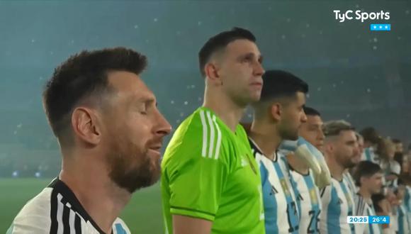 La emoción de los jugadores de Argentina antes de enfrentar a Panamá.