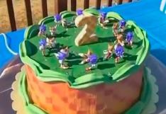 La espectacular torta con temática de Sonic cuyas figuras parecen moverse solas al girar