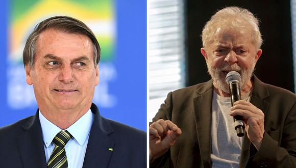 El presidente de Brasil, Jair Bolsonaro, y el exmandatario, Luiz Inácio Lula da Silva. (Foto: AFP)