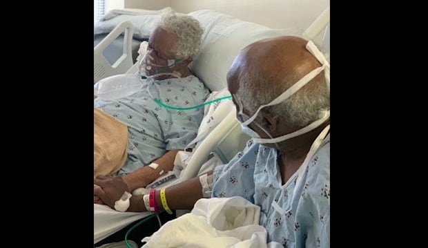 Eddie Johnson Jr (derecha) y Blanche Johnson (izquierda) se ven aquí en su última foto juntos antes de morir tres días después de contraer coronavirus. (Foto: Fox 5)