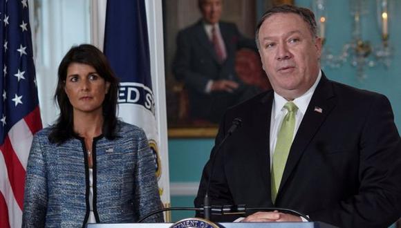 La embajadora de Estados Unidos ante Naciones Unidas, Nikki Haley, y el secretario de Estado, Mike Pompeo, anunciaron este lunes la salida de su país del Consejo de Derechos Humanos de la ONU.