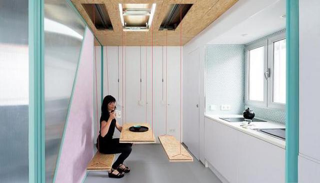 El departamento de Elii Architects combina poleas y compartimentos secretos para mejorar el uso del espacio. (Foto: Miguel de Guzmán / elii.es)