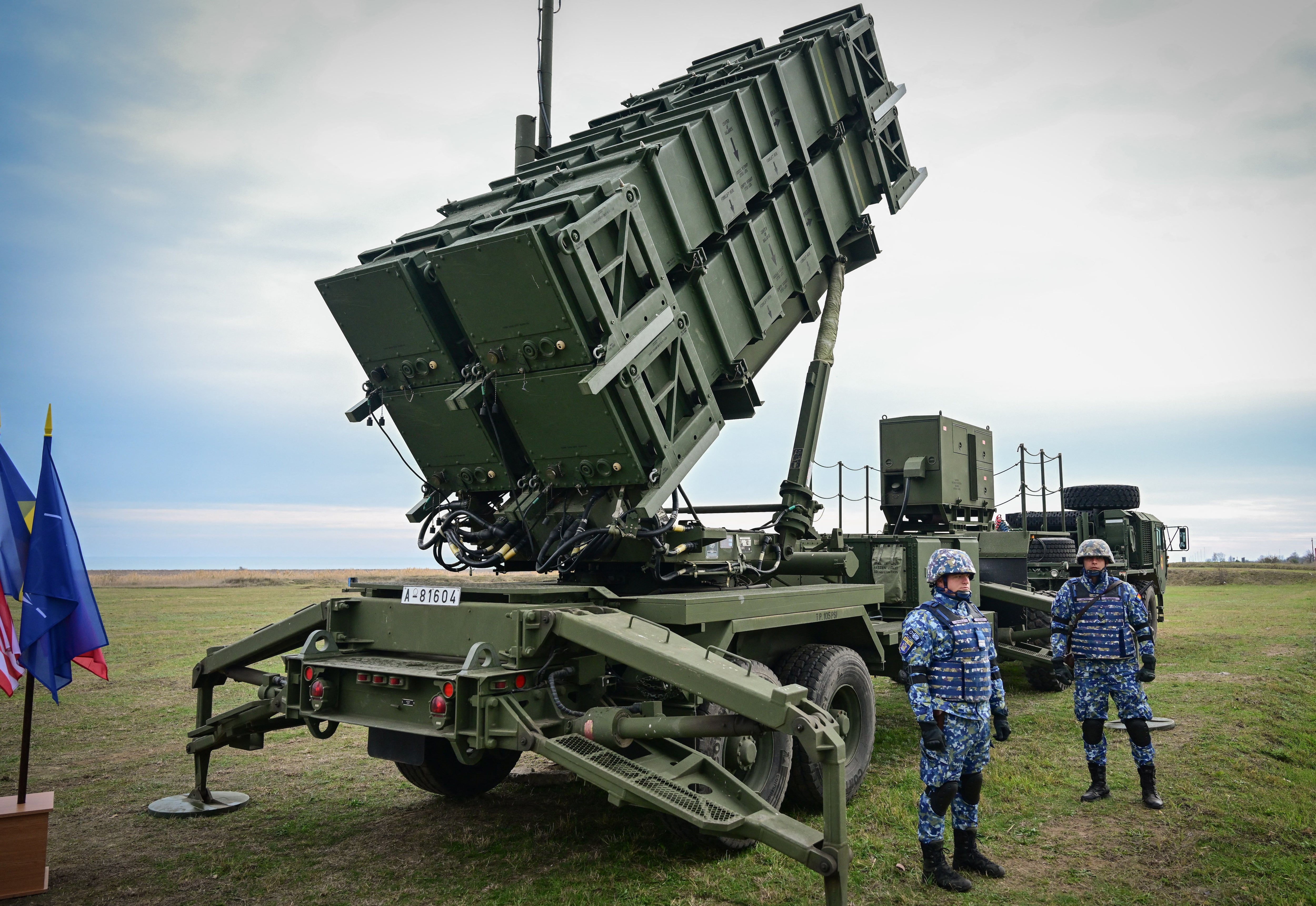 A Romanian army Patriot rocket launch system is on display during a military exercise on November 15, 2023. (Photo by Daniel MIHAILESCU/AFP).