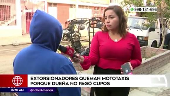 Queman mototaxis en Comas. (Foto: América Noticias)