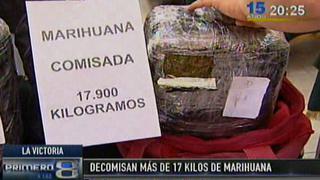 La Victoria: pareja tenía 17 kilos de marihuana en dos mochilas