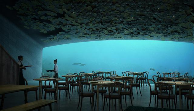 Así lucirá el interior del restaurante. Según los arquitectos del proyecto, "la forma elegante y aerodinámica del edificio está encapsulada en una capa de hormigón con una superficie gruesa que invita a los moluscos a aferrarse”. (Foto: Snøhetta)