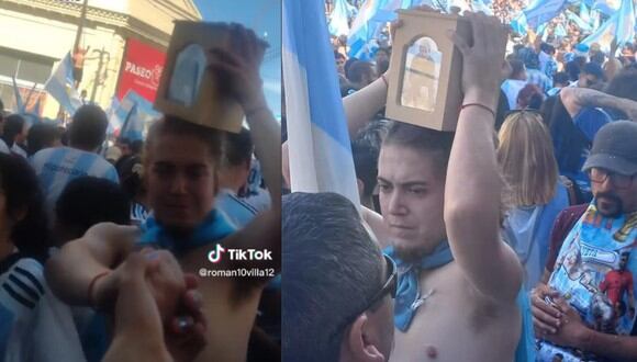 Un joven celebró el título mundial de Argentina con las cenizas de su padre y se volvió viral. (Foto: ADN SUR | TikTok/roman10villa12).