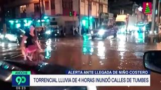 Tumbes: intensa lluvia de casi cuatro horas inundó calles de la ciudad | VIDEO