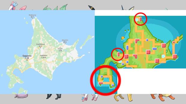 Comparación de Hokkaido y la región Sinnoh. (Foto: Difusión)