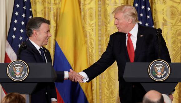 “Espero darle la bienvenida a la Colombia en paz que ustedes tanto han contribuido a construir”, le dijo Santos a Trump en la Casa Blanca. (Foto: Reuters)