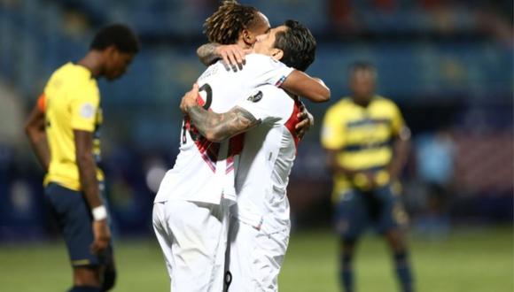 André Carrillo y Gianluca Lapadula fueron los anotadores en el empate (2-2) frente a Ecuador por la Copa América 2021. (Foto: Jesús Saucedo / GEC)