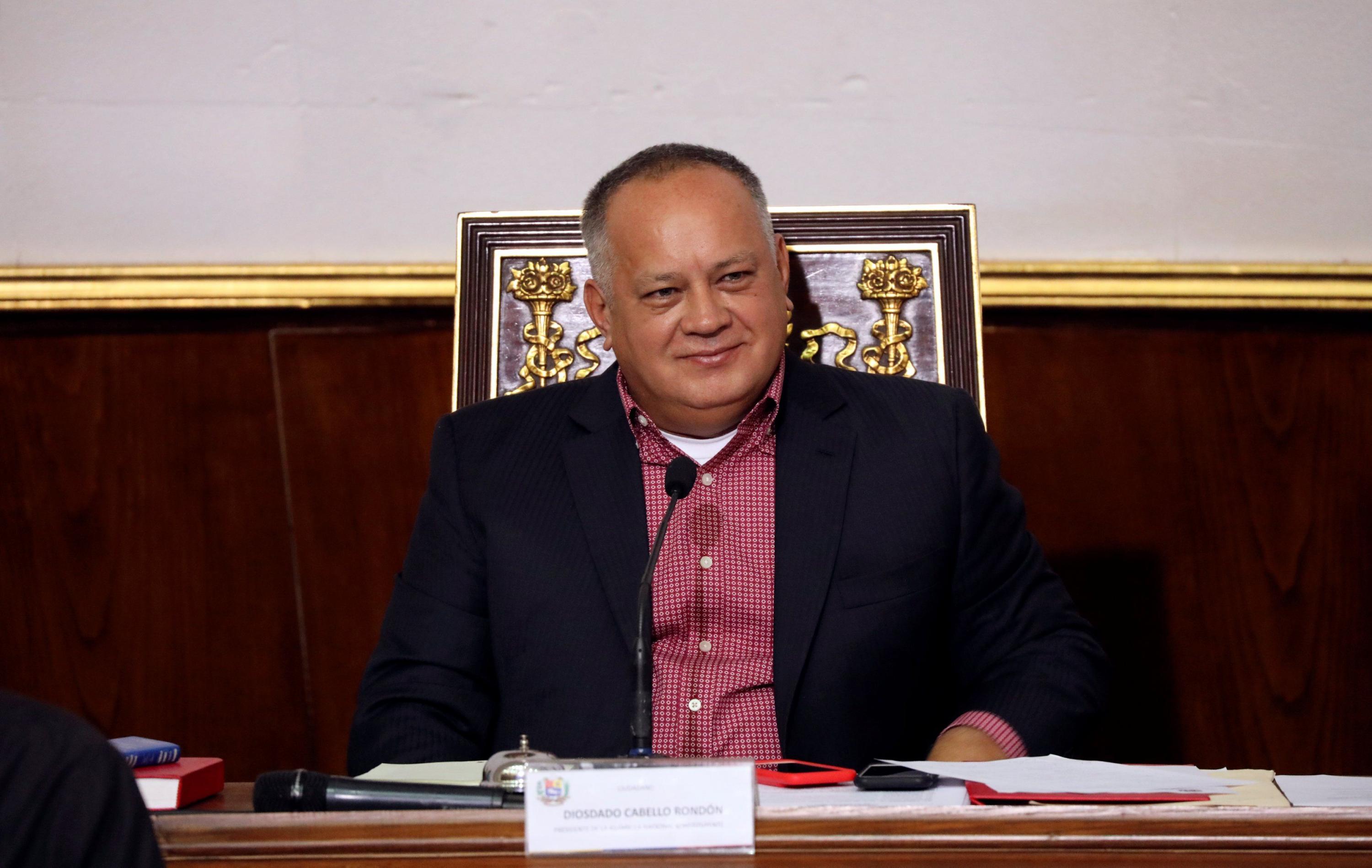 El número 2 del chavismo Diosdado Cabello dirigió la sesión en la que se levantó la inmunidad parlamentaria a Juan Guaidó. (Reuters).