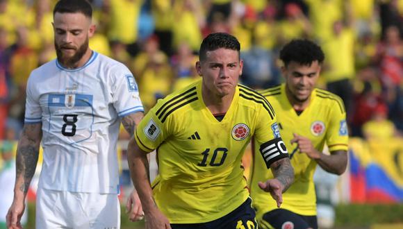James Rodríguez anotó en el partido entre Colombia y Uruguay. (Foto: AFP)