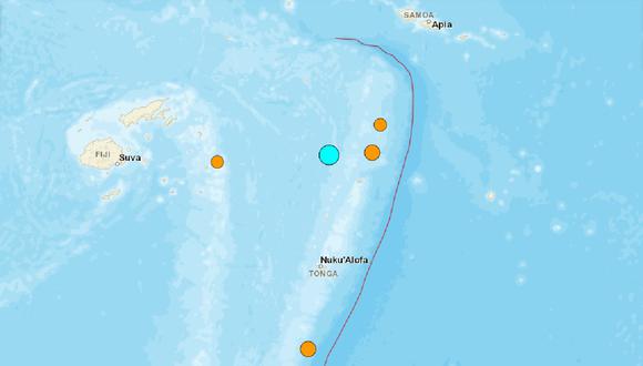 Un terremoto de magnitud 6,9 se registró al norte de Tonga, el 2 de junio de 2023. (Captura de USGS)