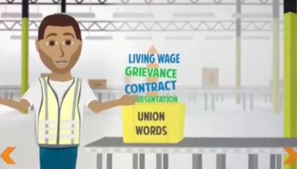 Captura del video enviado por Amazon a sus líderes de equipo con las instrucciones para evitar la formación de sindicatos. (Captura de Gizmodo)