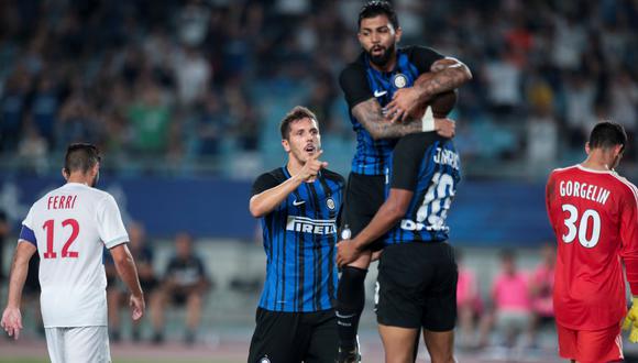 Inter de Milán derrotó por la mínima diferencia al equipo francés del Olympique Lyon  por la International Champions Cup. El gol fue convertido por Stevan Jovetic. (Foto: AFP)