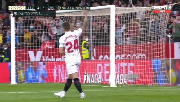 Gol del Papu Gómez para el 4-2 del Sevilla vs. Granada en LaLiga. (Foto: Captura de ESPN)
