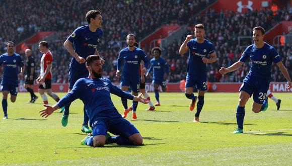 Chelsea sorprendente: marcó tres goles en nueve minutos y ganó el partido. (Foto: AFP)