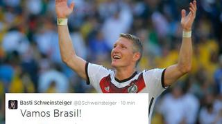 Bastian Schweinsteiger y su tuit deseando que Brasil gane