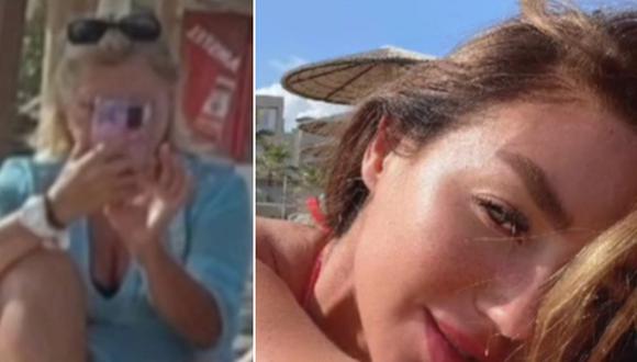 En esta imagen se aprecia el selfie que se tomó una joven en la playa, donde captó a una mujer haciendo algo inesperado. (Foto: @elizarosewatson1 / TikTok)