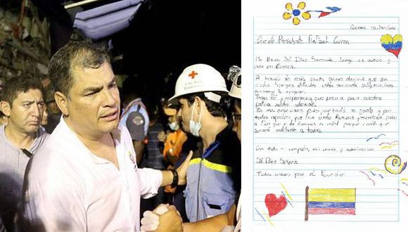 Niña escribió emotiva carta a Rafael Correa tras terremoto